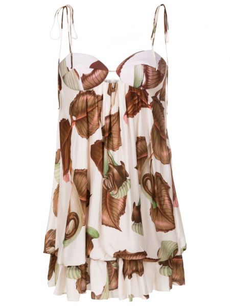 Haljina na naramenice s printom Adriana Degreas bijela