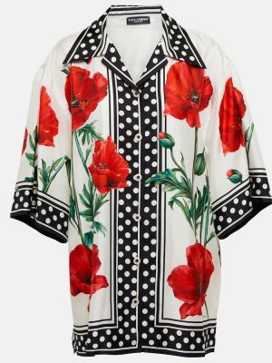 Oversize копринена риза на цветя Dolce&gabbana