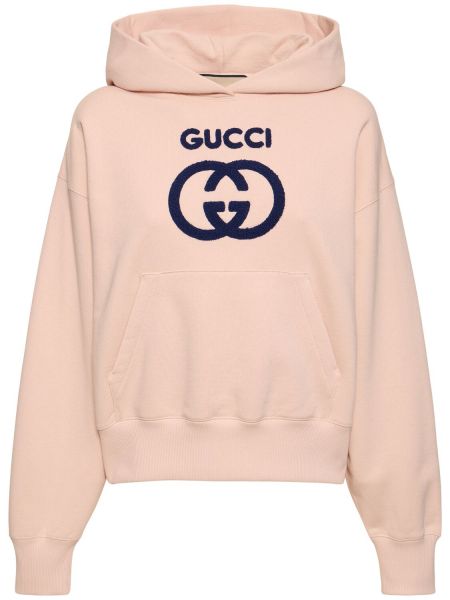 Kokvilnas kapučdžemperis džersija Gucci rozā