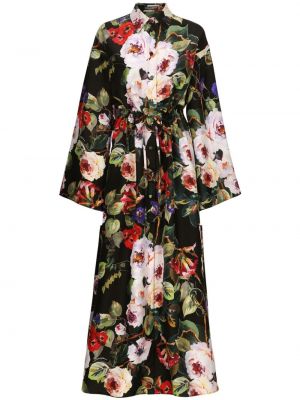 Svilena srajčna obleka s potiskom Dolce & Gabbana