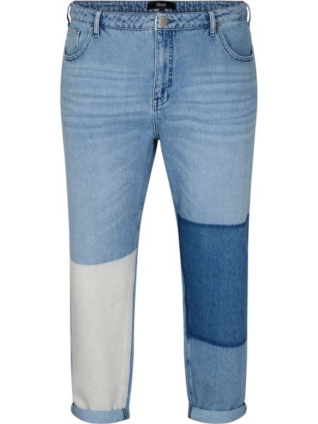 Bavlnené džínsy s rovným strihom s vysokým pásom na zips Zizzi