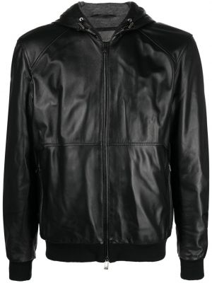 Lederjacke mit kapuze Corneliani schwarz