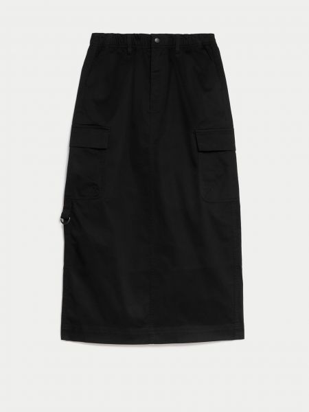 Midi sukně s kapsami Marks & Spencer černé