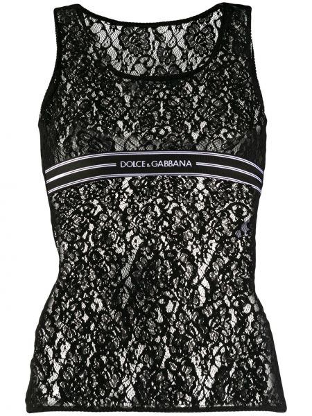 Top sin mangas de encaje Dolce & Gabbana negro