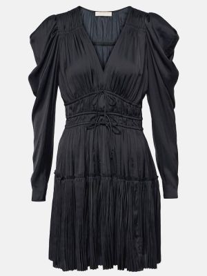 Satenska obleka z draperijo Ulla Johnson črna