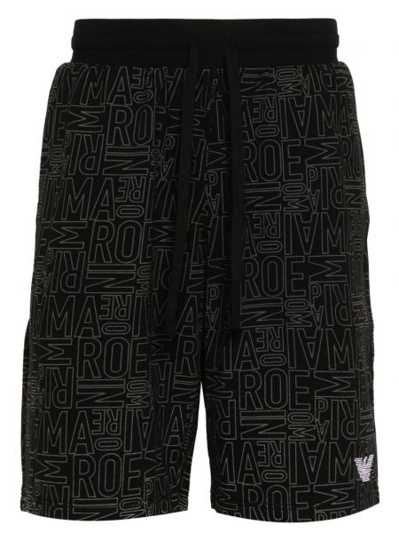 Pamučne kratke hlače s printom Emporio Armani crna