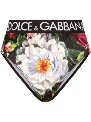 Raštuotos gėlėtos kelnaitės Dolce & Gabbana juoda