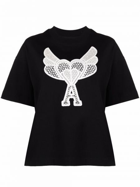 Camiseta de encaje Ami Paris negro