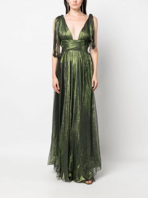 Drapiruotas šilkinis maksi suknelė be rankovių Maria Lucia Hohan žalia