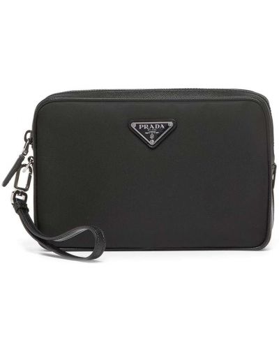 Найлонови кожени чанта тип „портмоне“ Prada черно
