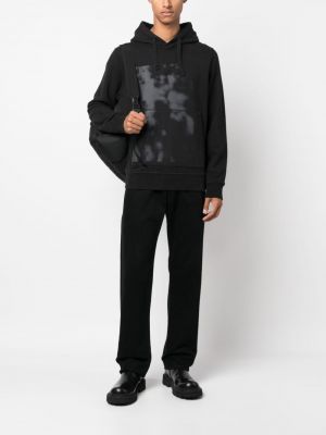 Bluza z kapturem bawełniana z nadrukiem w abstrakcyjne wzory Stone Island czarna