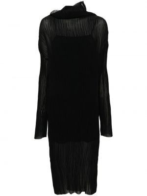 Midi šaty s dlhými rukávmi Mm6 Maison Margiela čierna
