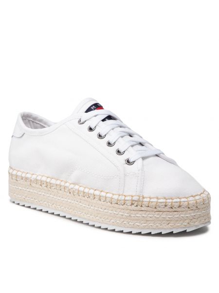 Espadryle TOMMY JEANS - Lace Up Esspadrilles EN0EN01813  White YBR
