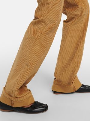Menčestrové menčestrové rovné nohavice s vysokým pásom Miu Miu hnedá