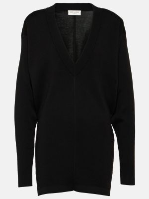 Vestido de lana de punto Saint Laurent negro
