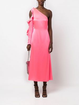 Satynowa sukienka koktajlowa asymetryczna David Koma różowa