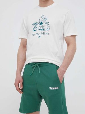 Pantaloni din bumbac Hummel verde