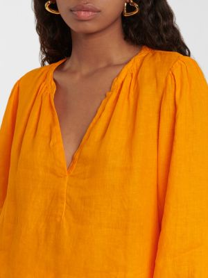Lanena bluza od samta Velvet narančasta