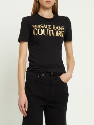Džerzej bavlnené tričko Versace Jeans Couture čierna