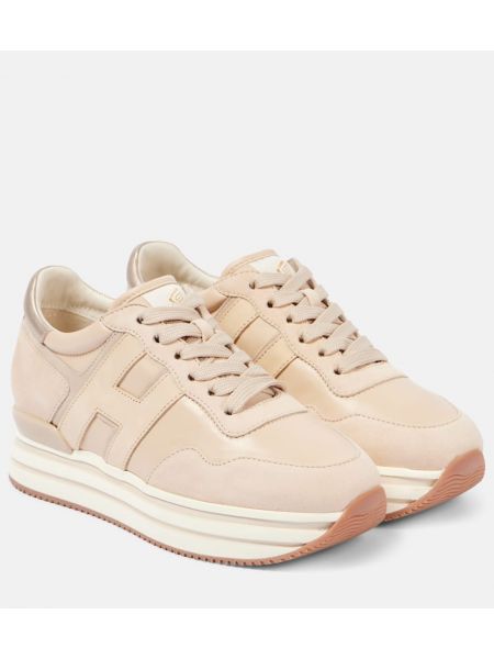 Plattform semsket skinn sneakers Hogan beige