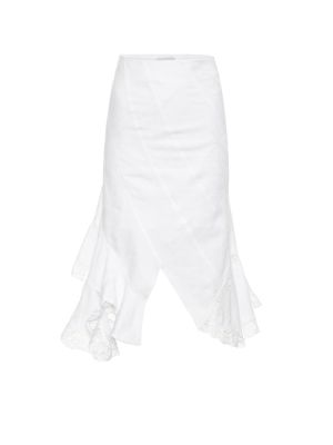 Asymetrické bavlněné midi sukně Marine Serre bílé