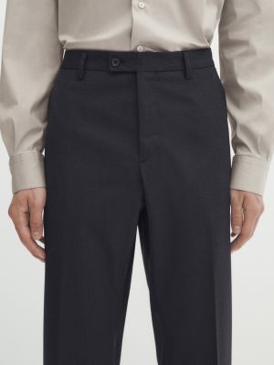 Шерстяные костюмные брюки Massimo Dutti серые