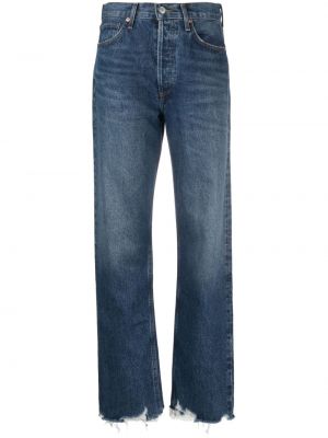 Straight fit džíny s oděrkami Agolde modré