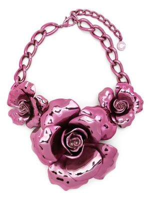 Колие на цветя Roberto Cavalli розово