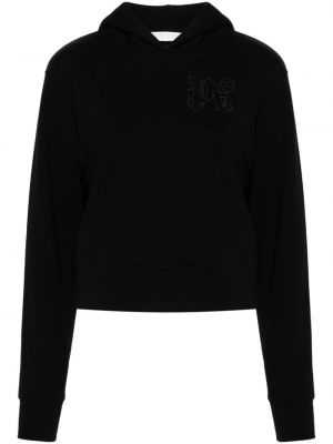 Medvilninis siuvinėtas džemperis su gobtuvu Palm Angels juoda