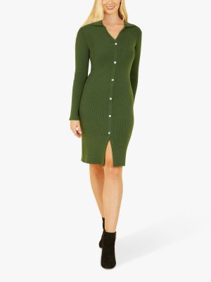 Платье-рубашка Yumi зеленое