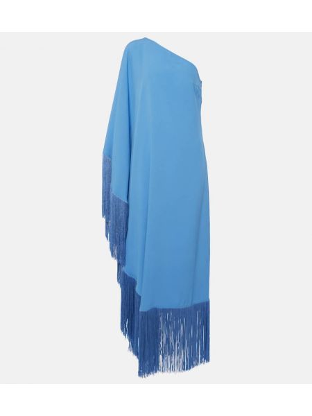 Sukienka długa z frędzli Taller Marmo niebieska