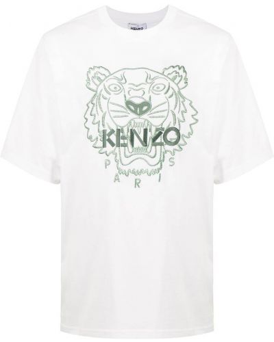 Camiseta con bordado con rayas de tigre Kenzo blanco