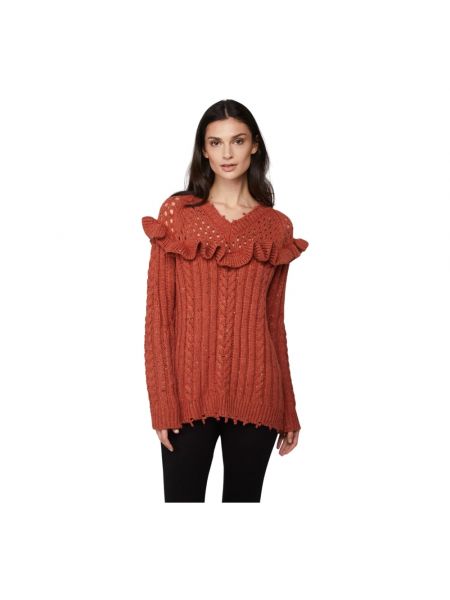 Sweter z falbankami Twinset czerwony