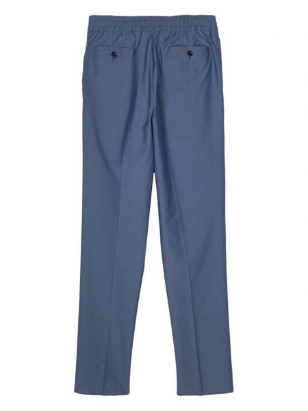 Proste spodnie slim fit plisowane Drumohr niebieskie