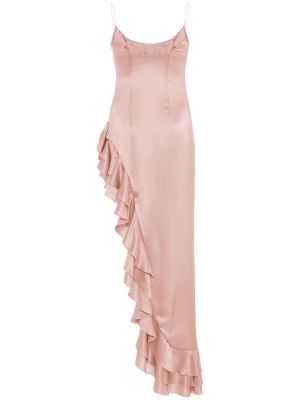 Saténové dlouhé šaty Alessandra Rich růžové