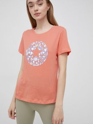 Converse t-shirt bawełniany kolor pomarańczowy