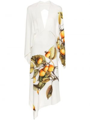 Asimetrična haljina s printom Ferragamo bijela