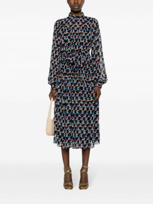 Robe mi-longue à imprimé à motif géométrique Dvf Diane Von Furstenberg noir
