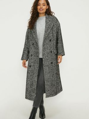 Двубортное пальто в елочку Dorothy Perkins черное