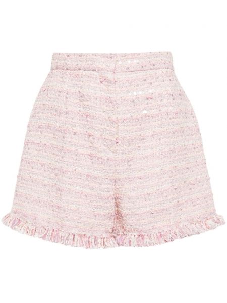 Pantaloni scurți cu franjuri din tweed Giambattista Valli roz