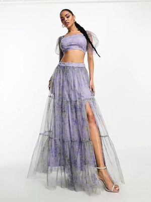 Кружевная длинная юбка с бисером Lace And Beads