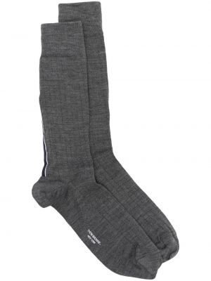 Вълнени чорапи на райета Thom Browne сиво