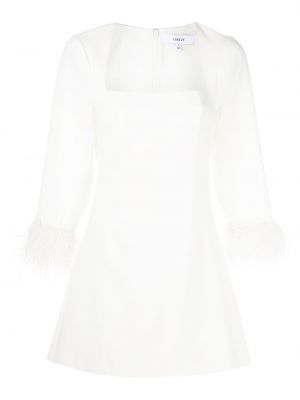 Mini šaty na zip z peří z polyesteru Likely - bílá