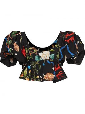 Floral crop top Oscar De La Renta svart