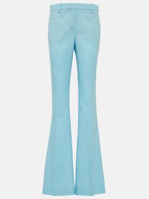 Vlněné rovné kalhoty Versace modré