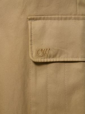 Bavlnené cargo nohavice s výšivkou Off-white béžová