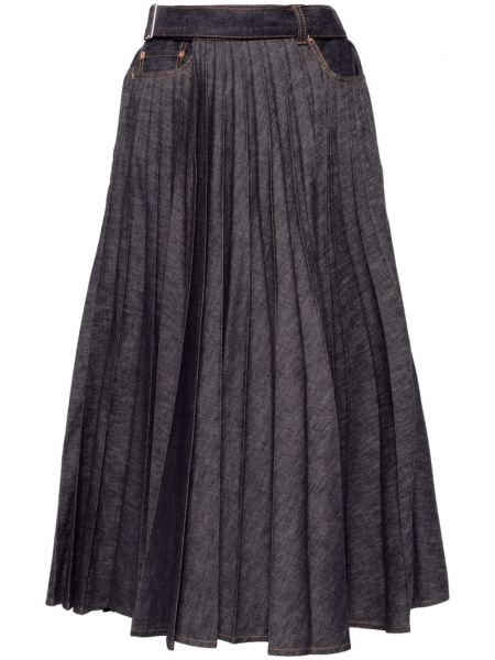 Plisovaná džínsová sukňa Sacai
