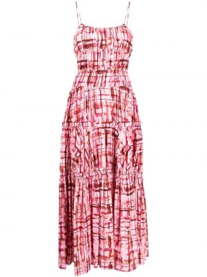 Kockované midi šaty s potlačou s abstraktným vzorom Acler