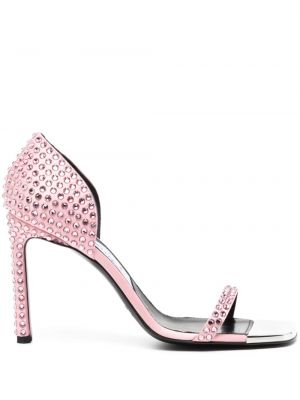 Kožené sandále s cvočkami Sergio Rossi ružová