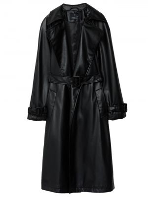 Кожаный длинное пальто из искусственной кожи Stradivarius черный